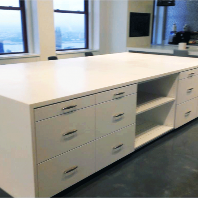 Custom Island Design with Drawers and Cubbies