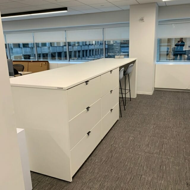 Custom Workspace Islands with drawers and seating