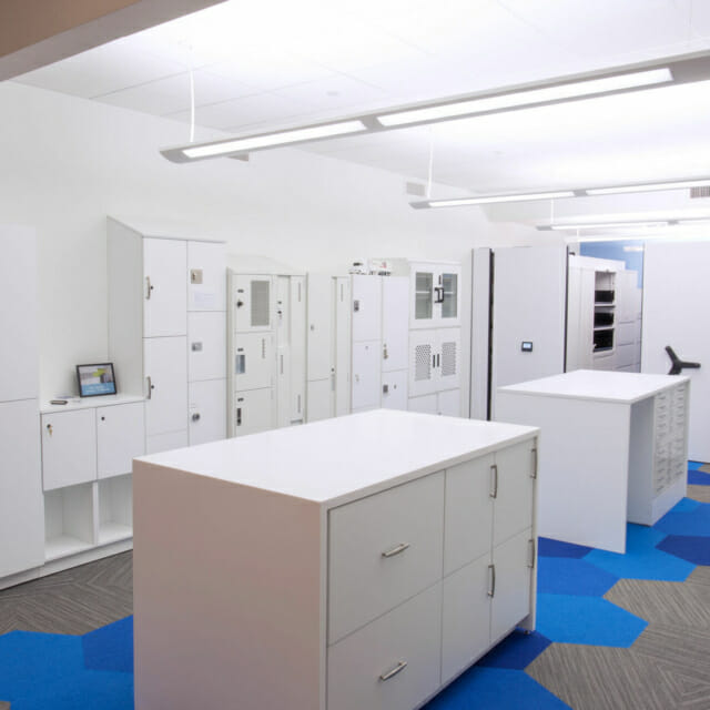 Custom Laminate Islands for Storage and Impromptu Meetings