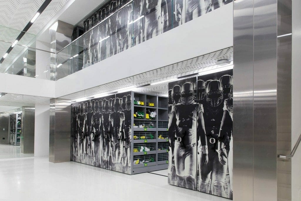 High-End Mobile Shelving System in High-End University of Oregon's Football Facility