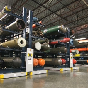 Industrial Mobile Shelving for Cement-filled Torpedo Artifact Storage
