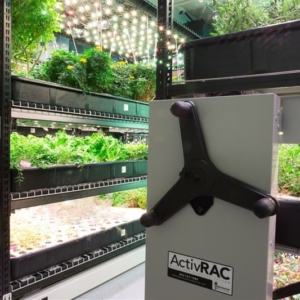 Indoor Farming of Rare Herbs on a Compact Mobile Shelving System - Farm.One Manhattan, New York